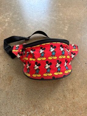 Vintage Mickey Mouse Red Waist Bag Fanny Pack Disney Adjustable Belt Bag